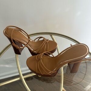 Paige Women's Tan Knotted Strap Heeled Sandals Sz 9